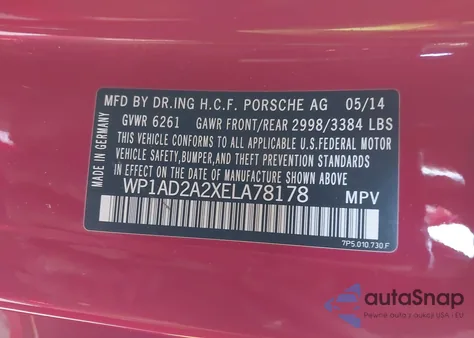 2014 Porsche Cayenne Gts z USA, uszkodzony, nr VIN WP1AD2A2XELA78178